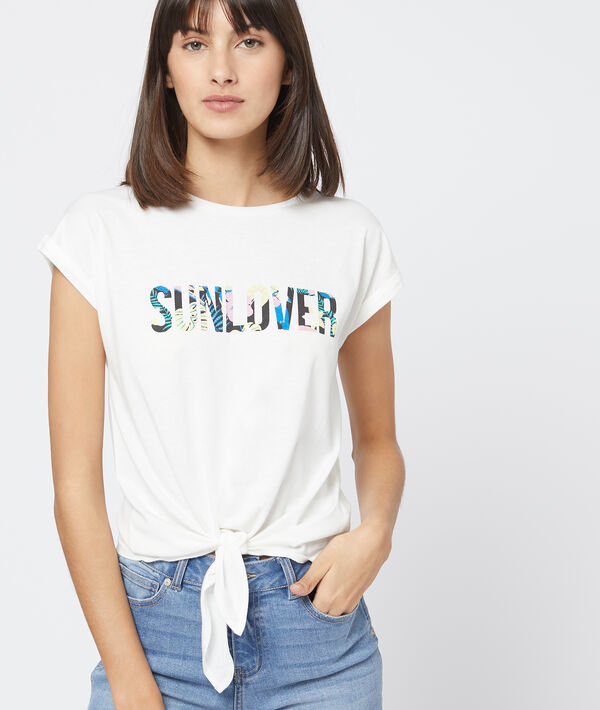 T-shirt "sunlover" à nouer ecru.