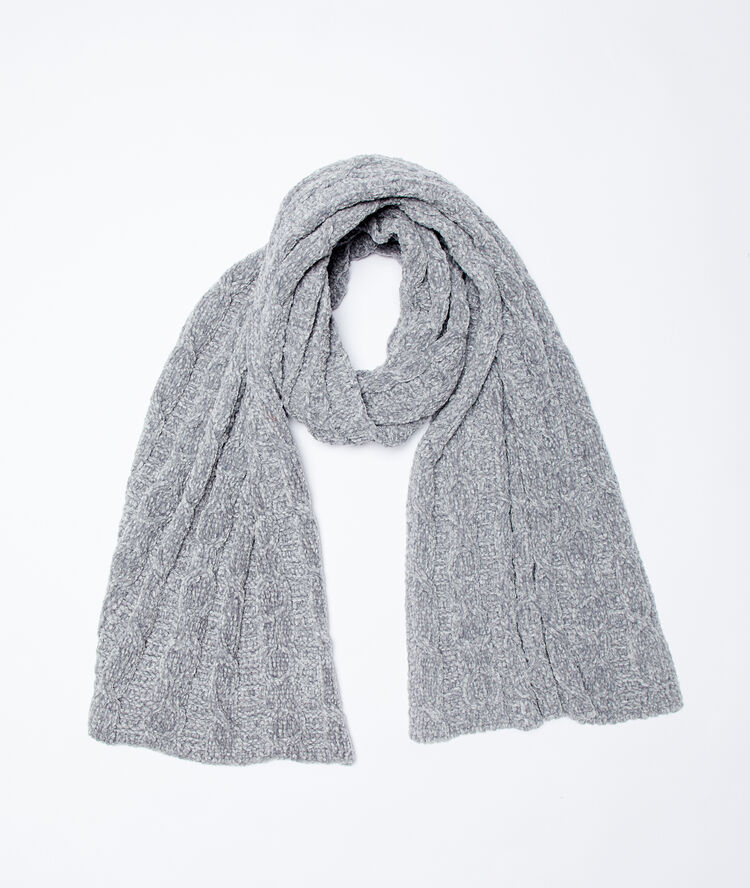 Echarpe maille chenille souris.