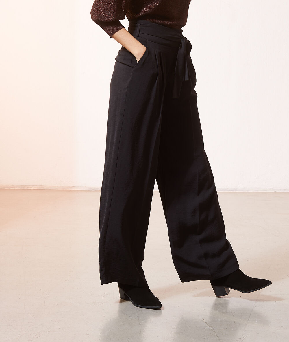 Pantalon large à nouer noir.