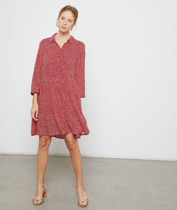 Robe chemise motifs coeur carmin.