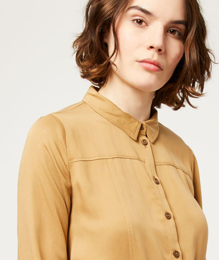 Robe chemise à nouer camel fonce.