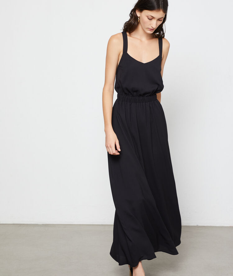 Robe dos croisé à nouer noir.