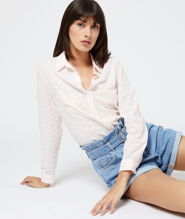 Chemise texturée à fleurs 100% coton Chemise texturée à fleurs 100% coton