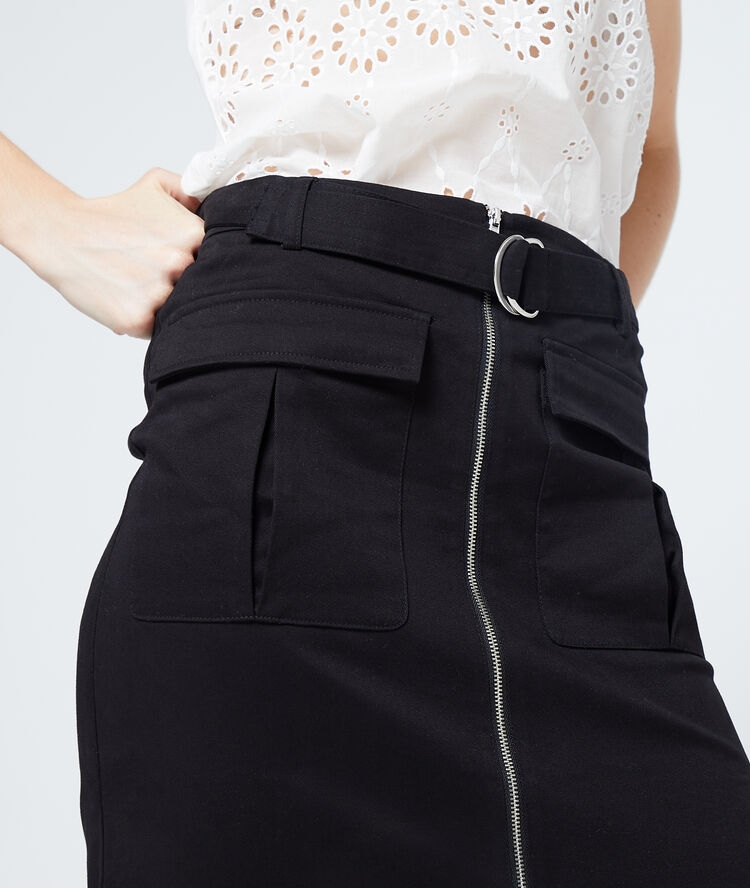 Jupe midi cargo noir.