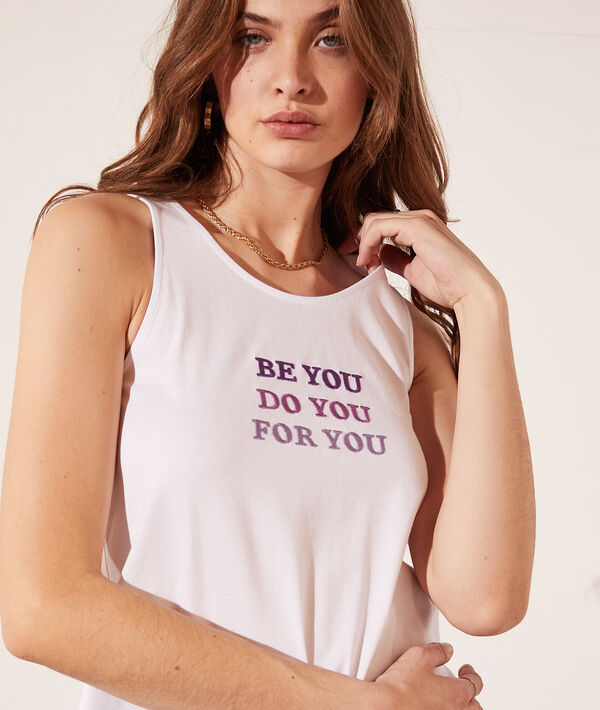 Débardeur brodé "Be you" dos croisé Débardeur brodé "Be you" dos croisé