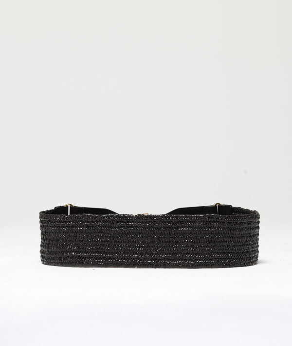 Ceinture large tressée noir.