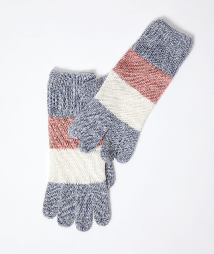 Gants rayés en cachemire multicolore.