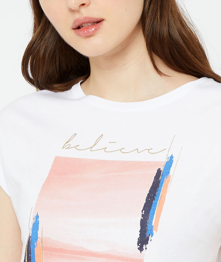 T-shirt "believe" blanc.