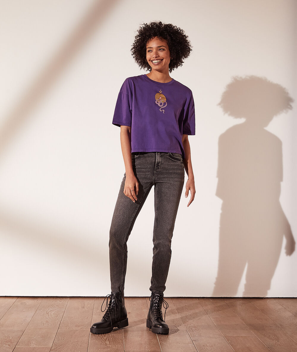 Jean slim effet délavé anthracite.