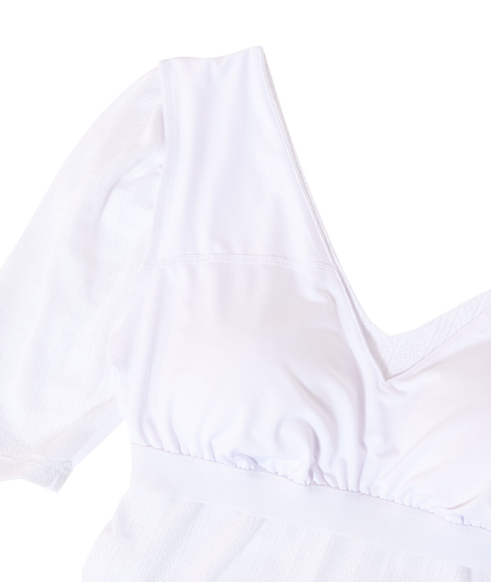 Top col v 2 en 1 - brassière intégrée ecru.