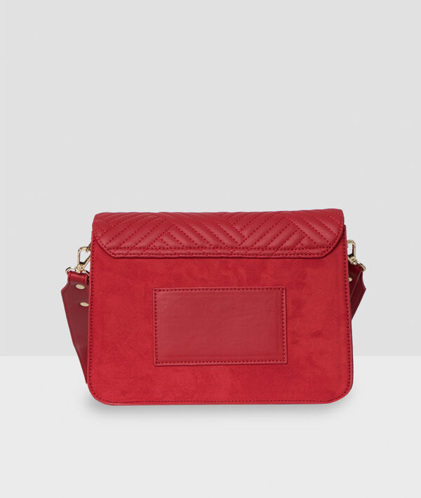 Sac besace effet cuir et daim rouge.