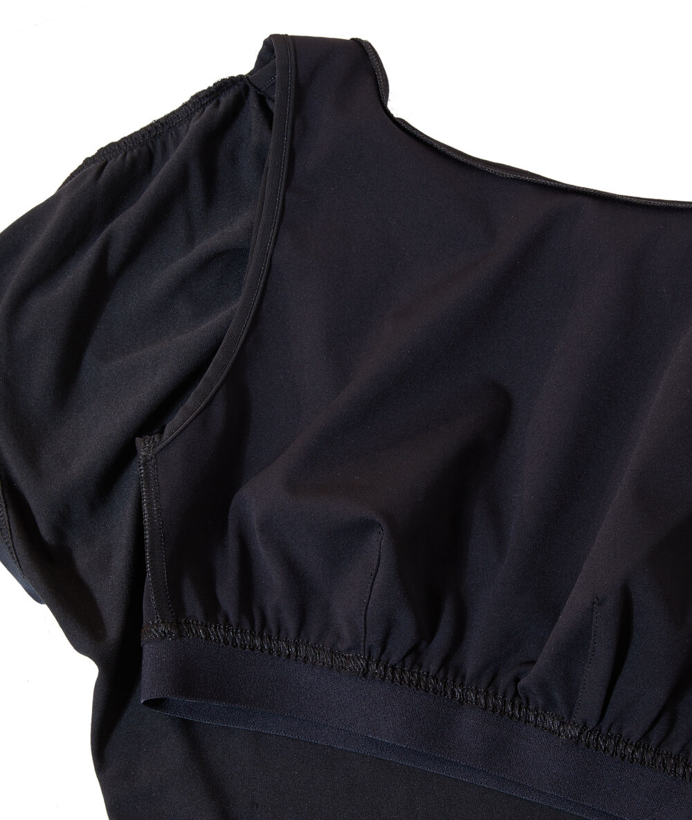 Top col bateau 2 en 1 - brassière intégrée noir.