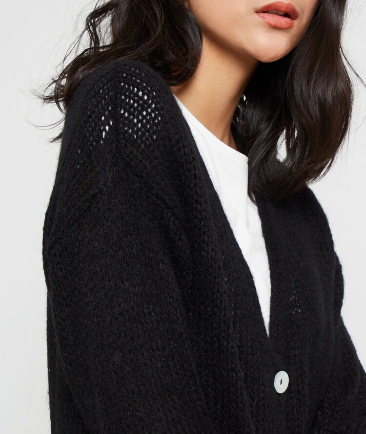 Gilet italien en grosse maille noir.