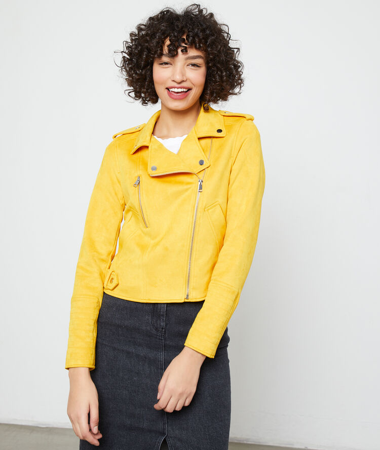 Veste de biker effet daim miel.