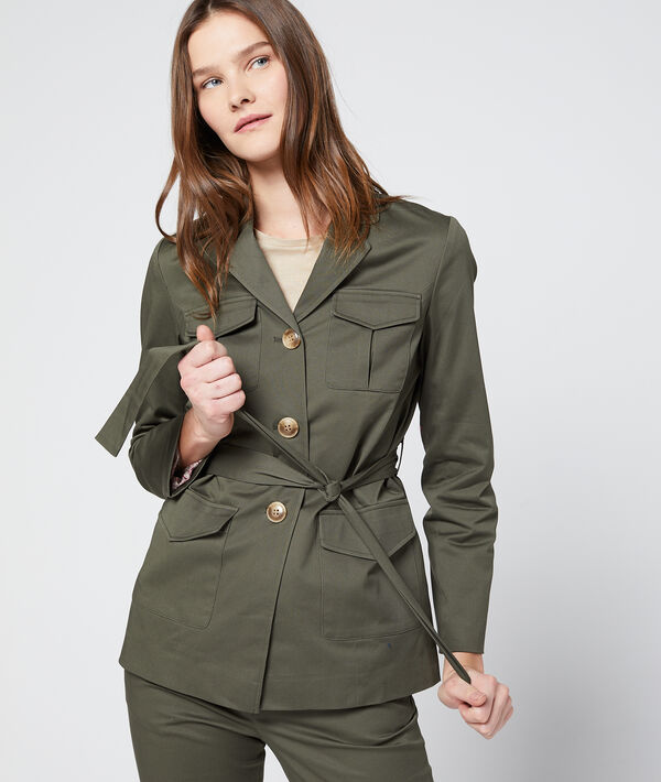 Veste ceinturée à col tailleur Veste ceinturée à col tailleur