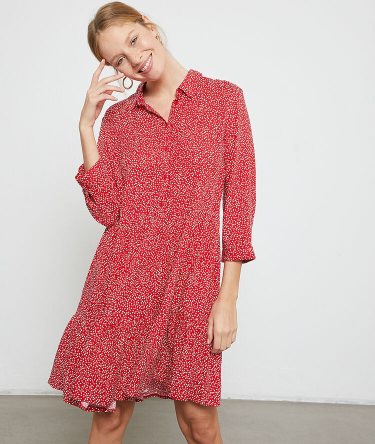 Robe chemise motifs coeur carmin.