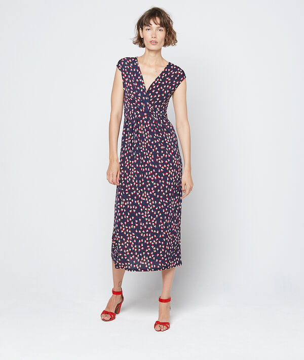 Robe à motifs fleurs marine.