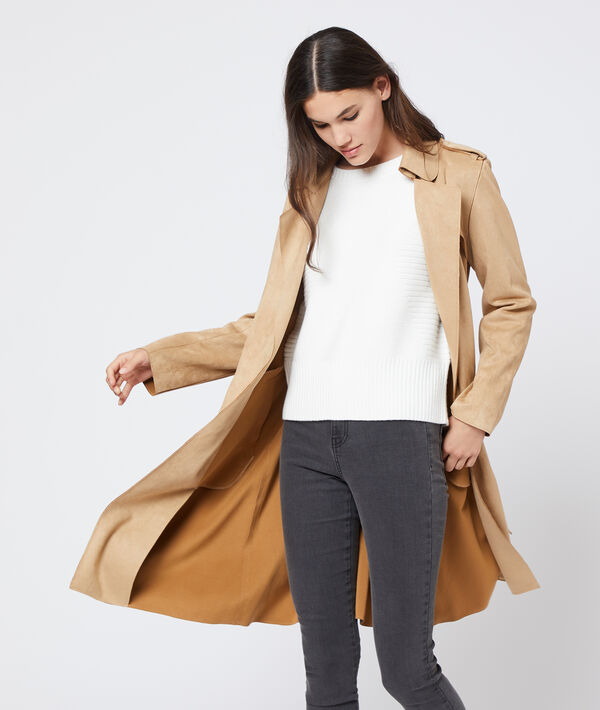 Manteau ceinturé effet daim Manteau ceinturé effet daim