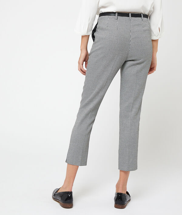 Pantalon ceinturé motifs pied de poule Pantalon ceinturé motifs pied de poule