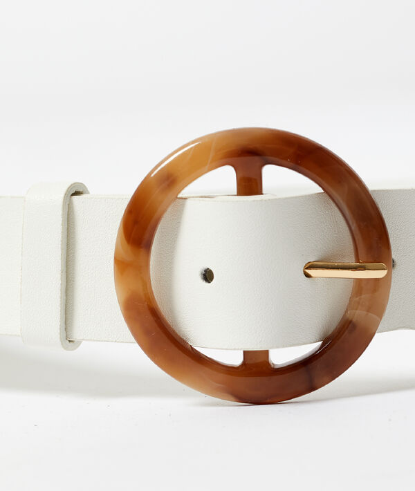 Ceinture à boucle effet marbré blanc.