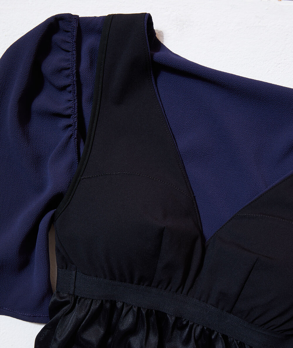 Robe droite 2 en 1 - brassière intégrée bleu marine.