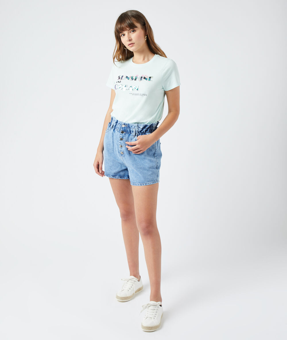 T-shirt "sunshine and ocean" celadon.