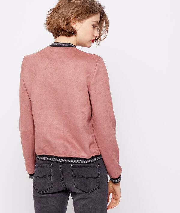 Blouson effet daim bois de rose.