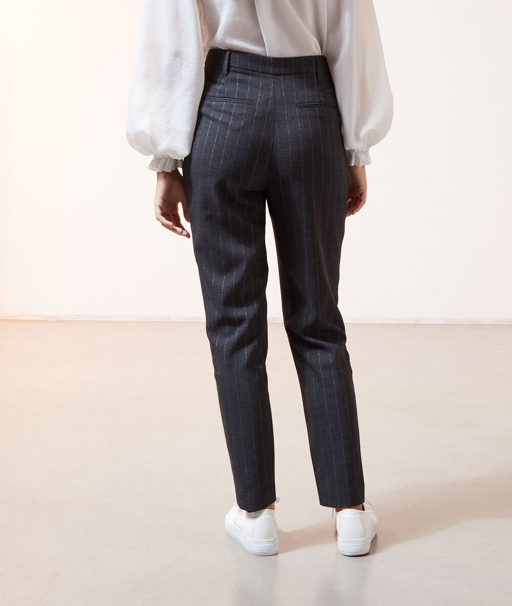 Pantalon à rayures métallisées noir.