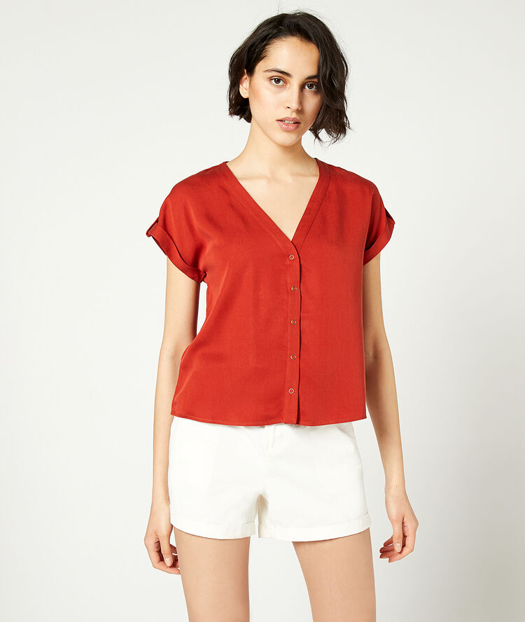 Blouse unie brique.
