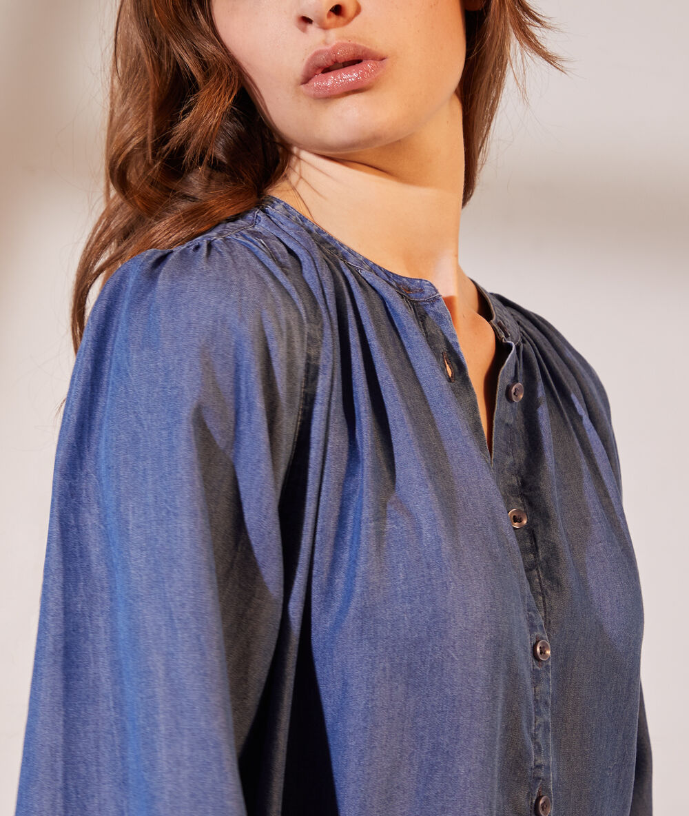 Robe chemise manches ballon delave sombre.