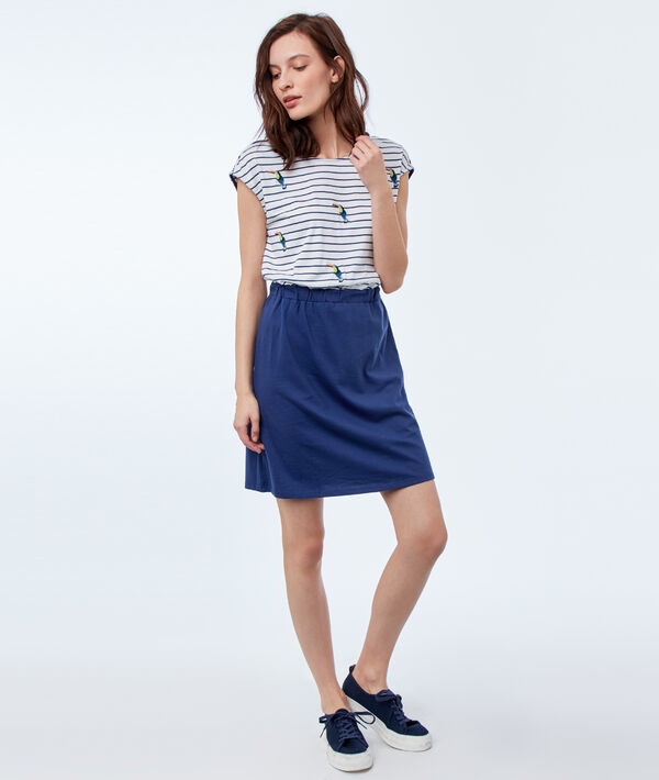 Robe à rayures dos ouvert bleu marine.