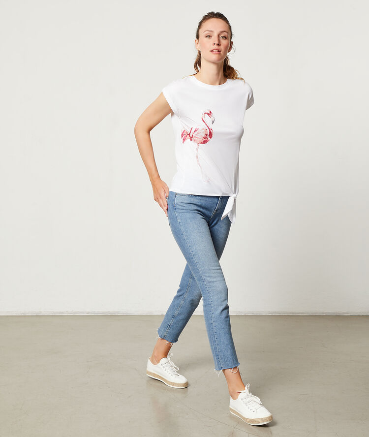 T-shirt sérigraphie flamant rose blanc.