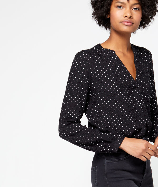 Blouse col tunisien à pois Blouse col tunisien à pois