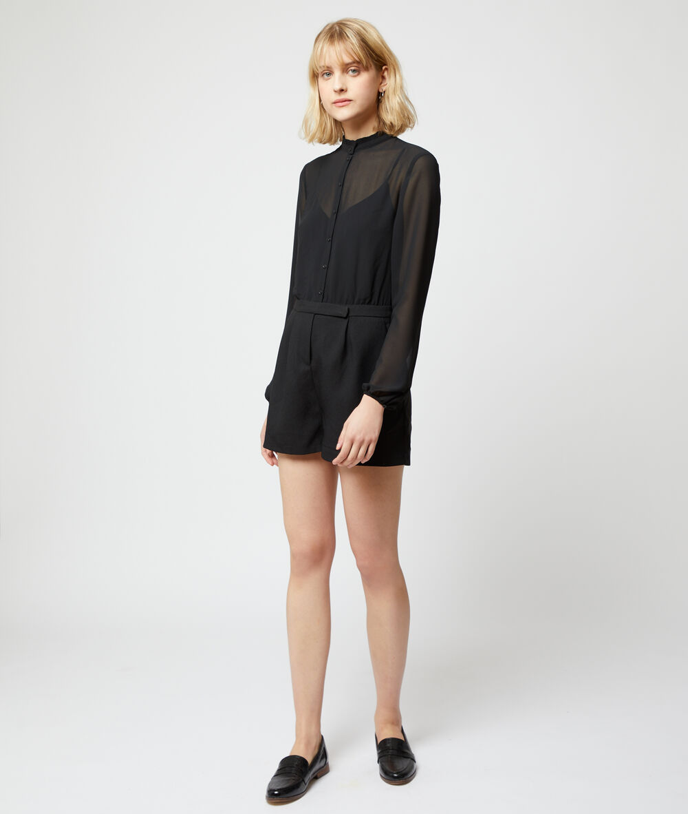 Combishort chemise effet transparent noir.