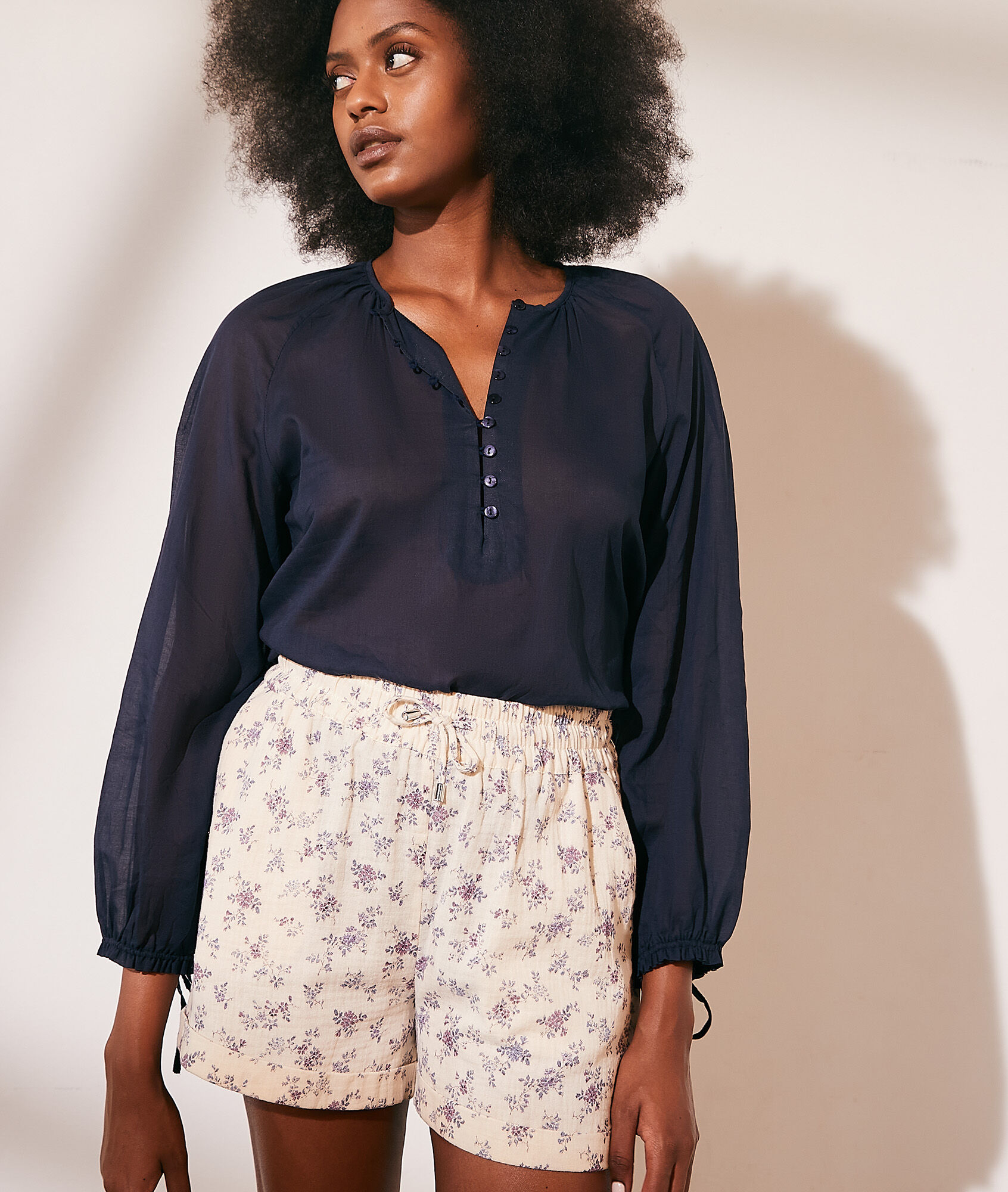 Blouse transparente en coton - Ariella - S - Bleu - Femme - Etam