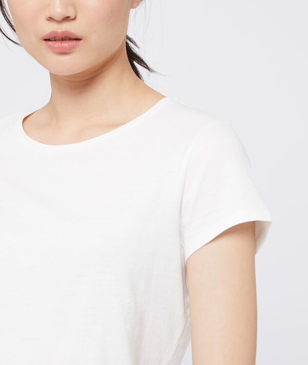 T-shirt col rond en coton ecru.