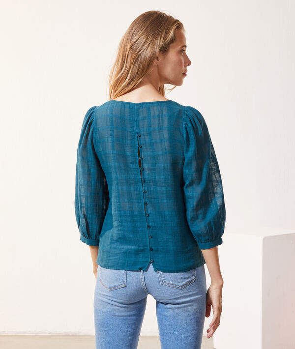 Blouse à carreaux boutonnée dos Blouse à carreaux boutonnée dos