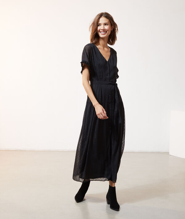 Robe longue en plumetis - LUCIA - 34 - Noir - Femme - Etam