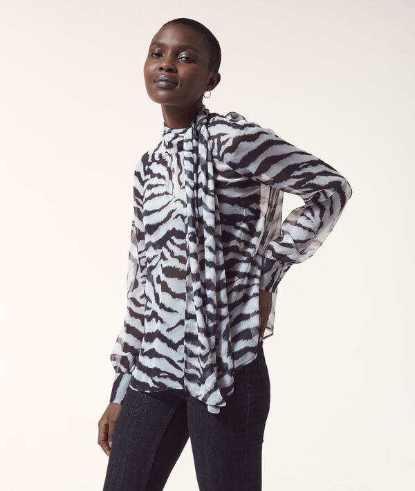 Blouse col lavallière imprimé zébré Blouse col lavallière imprimé zébré