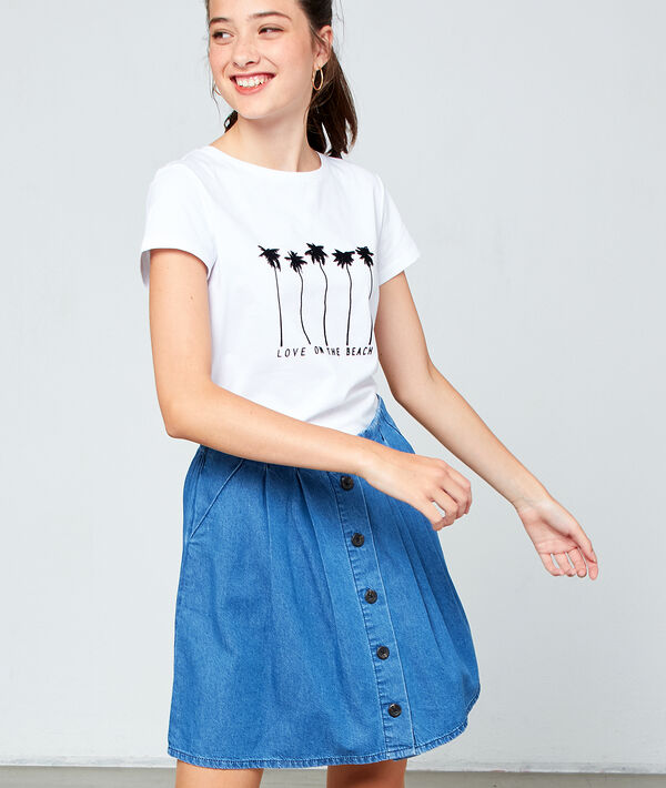 T-shirt "love on the beach" en coton ecru.