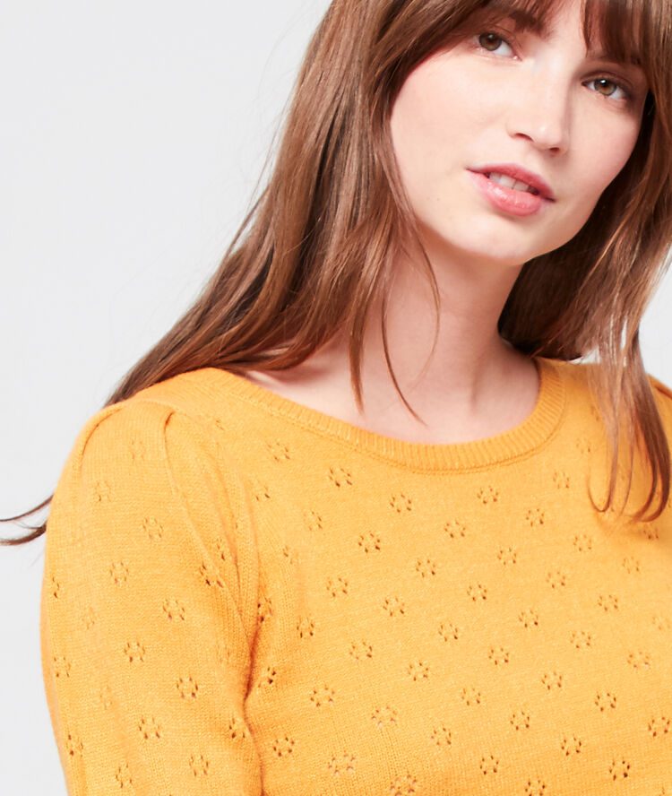 Pull en maille pointelle ocre.