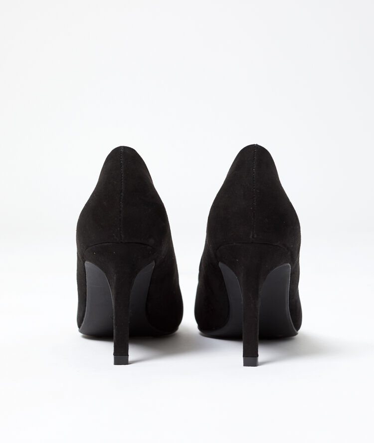 Escarpins effet daim noir.