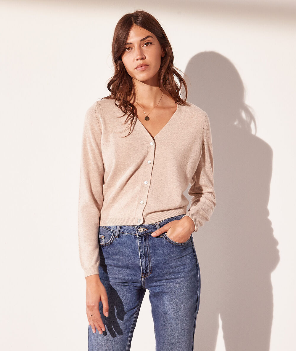 Gilet en cachemire beige chine.