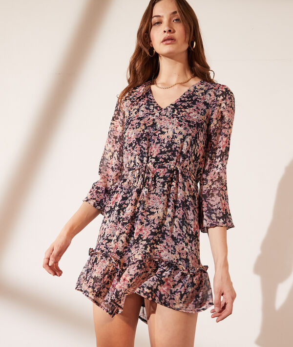 Robe imprimé fleuri ceinturée 2 en 1 - brassière intégrée Robe imprimé fleuri ceinturée 2 en 1 - brassière intégrée