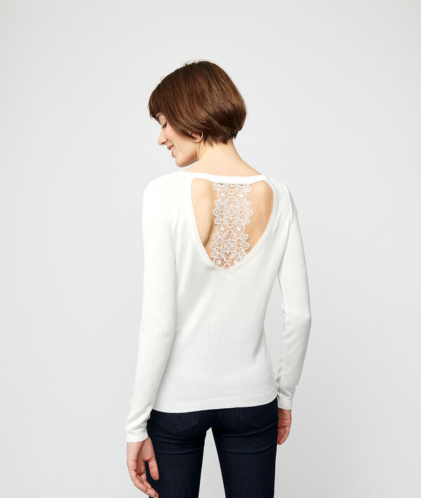 Pull maille fine dos guipure Pull maille fine dos guipure