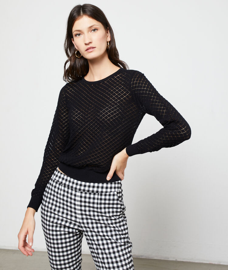 Pull en maille ajourée black.