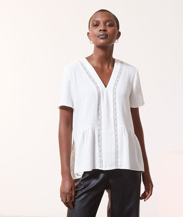 Blouse col V détails guipûre Blouse col V détails guipûre