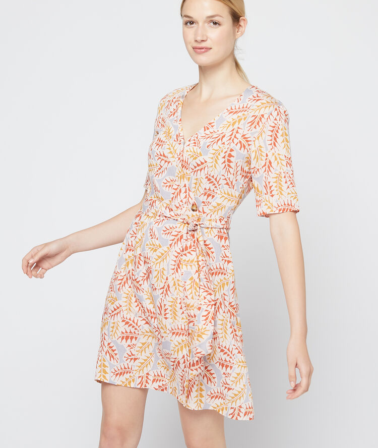 Robe cache-coeur à nouer ecru.