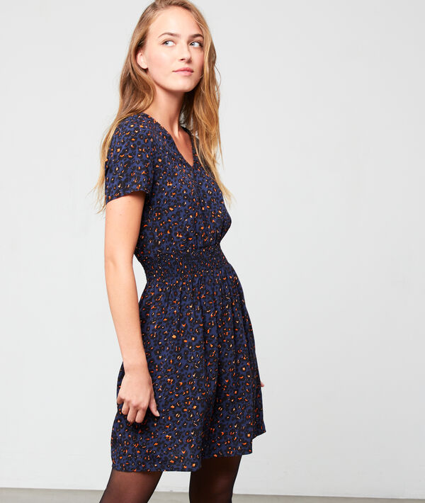 Robe smockée à imprimé léopard Robe smockée à imprimé léopard