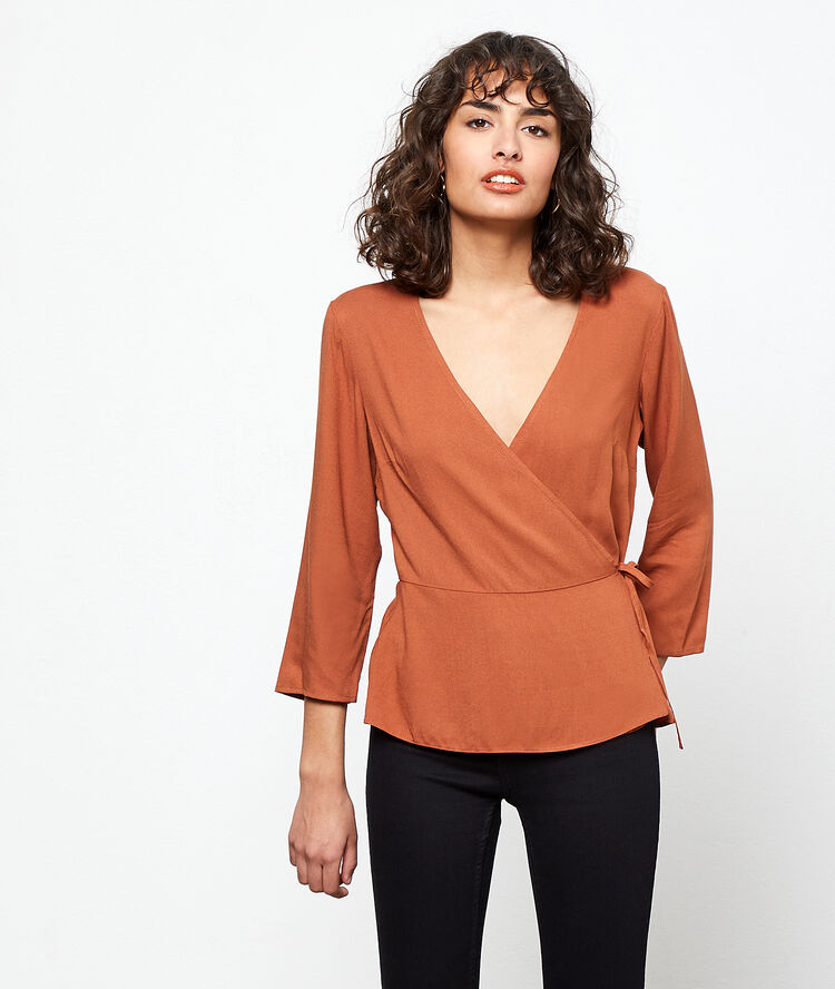 Blouse cache-coeur terre.